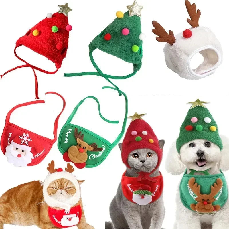 Acessórios de Natal para Cães e Gatos – Chapéu e Bandana Festivos