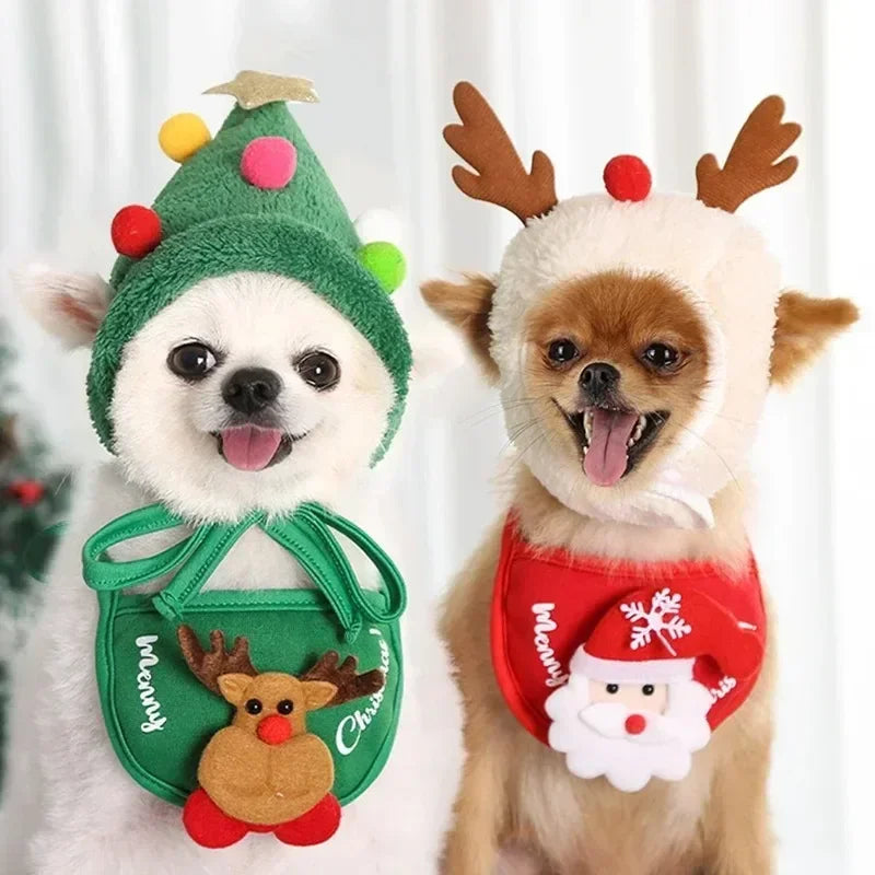 Acessórios de Natal para Cães e Gatos – Chapéu e Bandana Festivos