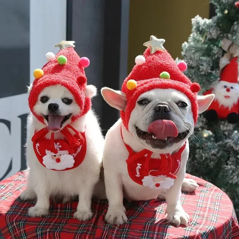 Acessórios de Natal para Cães e Gatos – Chapéu e Bandana Festivos